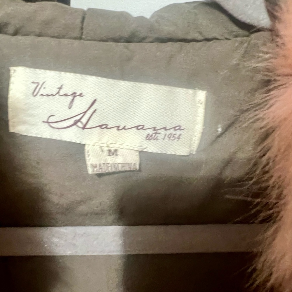Vintage Havana Army Style Coat with Pink Faux Fur Trim Size‎ M - Picture 8 of 9